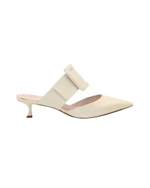 Roger Vivier Viv' In The City Mules in Off-White Patent Leather