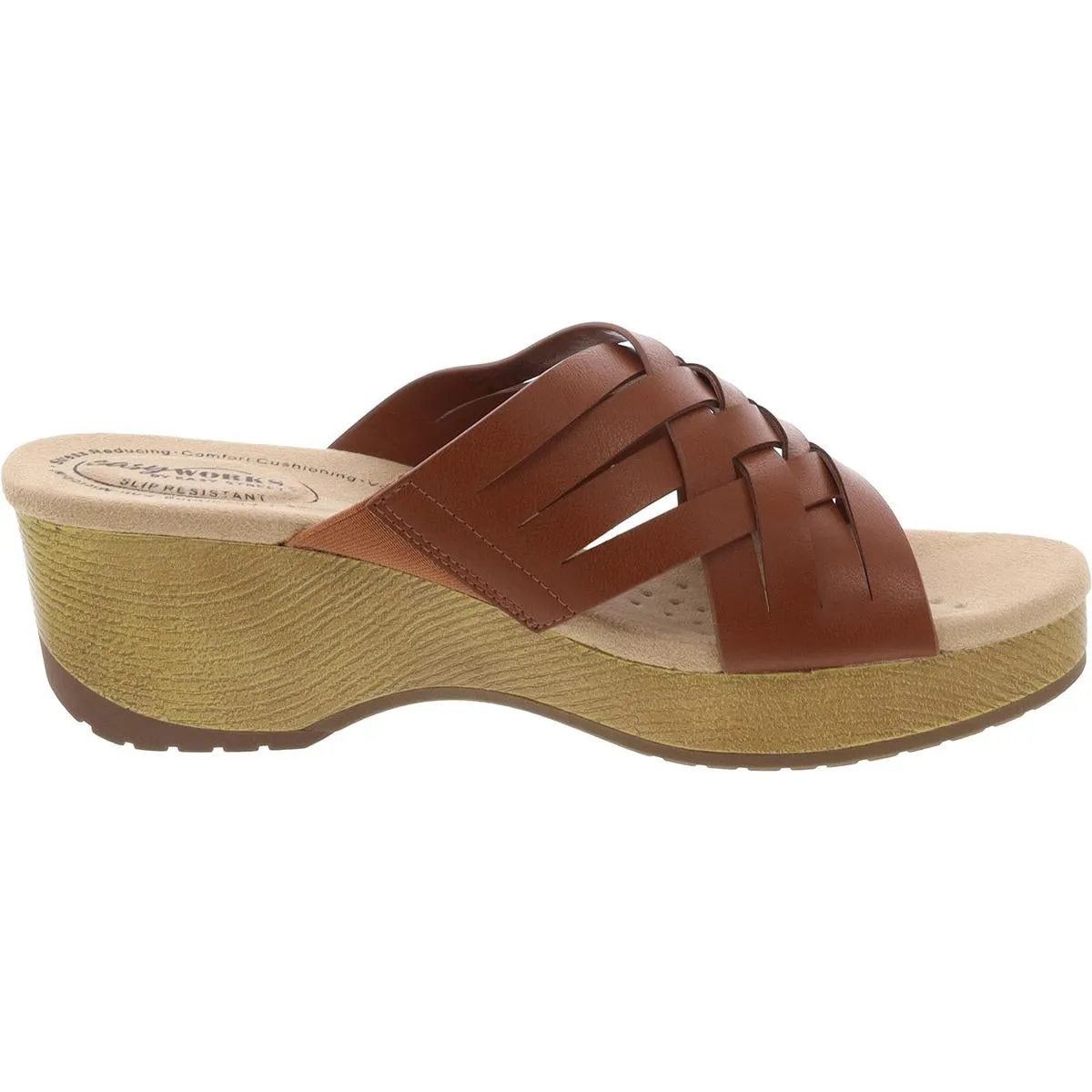 Rosanna Womens Faux Leather Open Toe Wedge Sandals