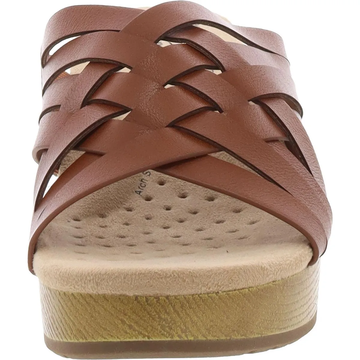 Rosanna Womens Faux Leather Open Toe Wedge Sandals