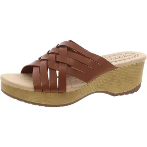 Rosanna Womens Faux Leather Open Toe Wedge Sandals