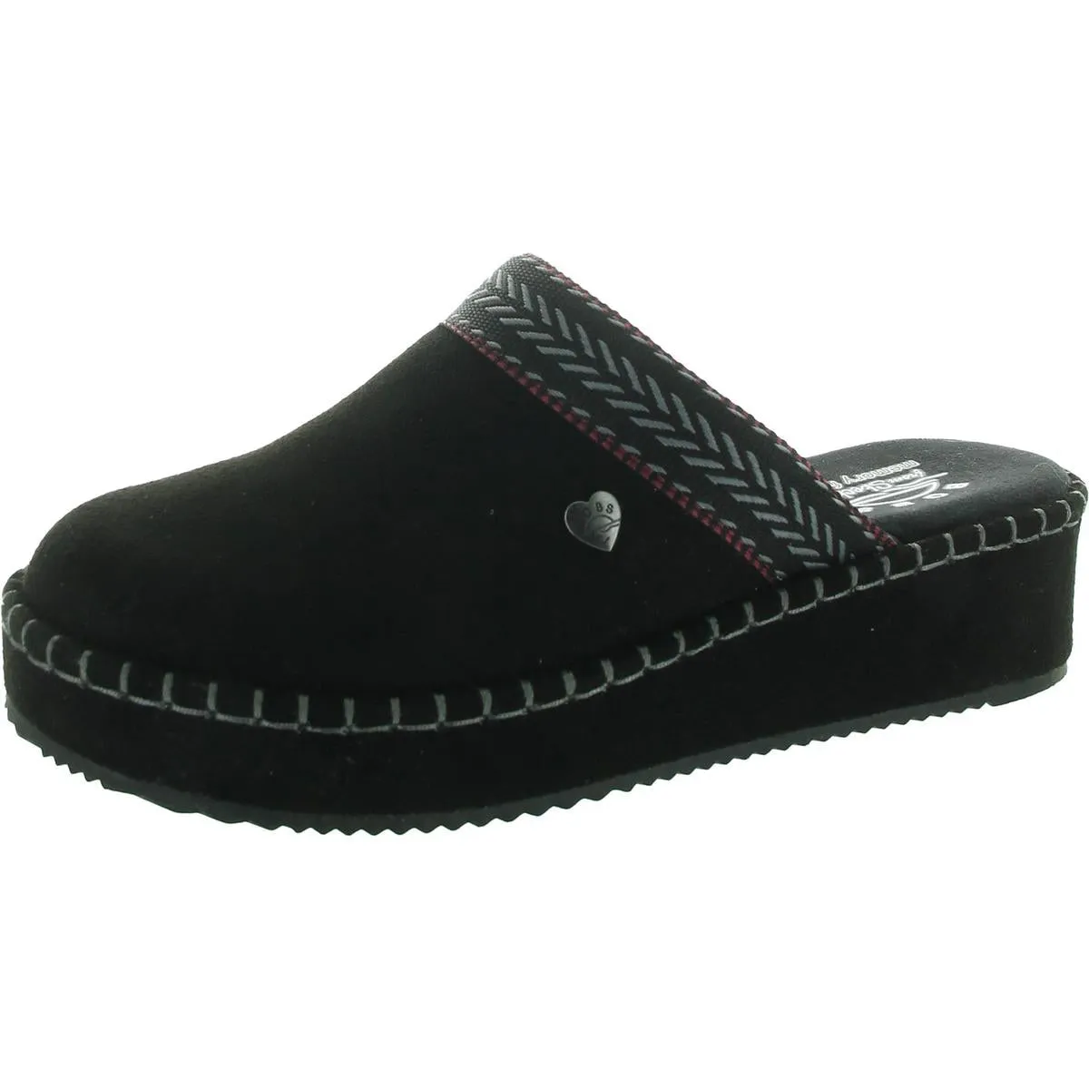 Rosey Rise Womens Embroidered Faux Suede Slide Sandals