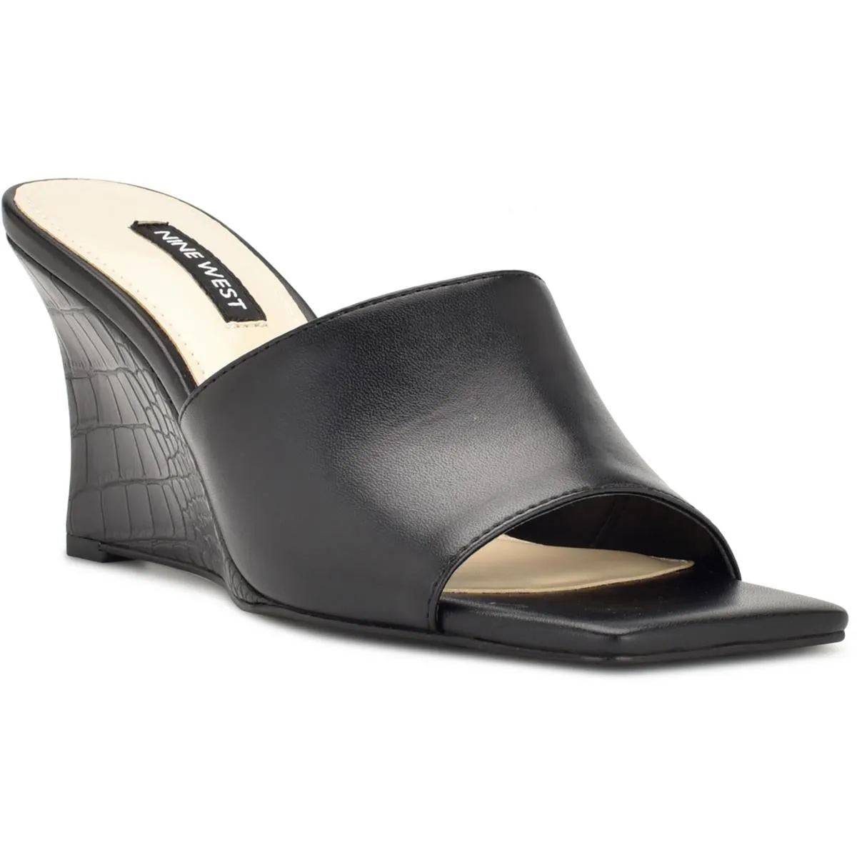 Rovah Womens Faux Leather Slip-On Slide Sandals