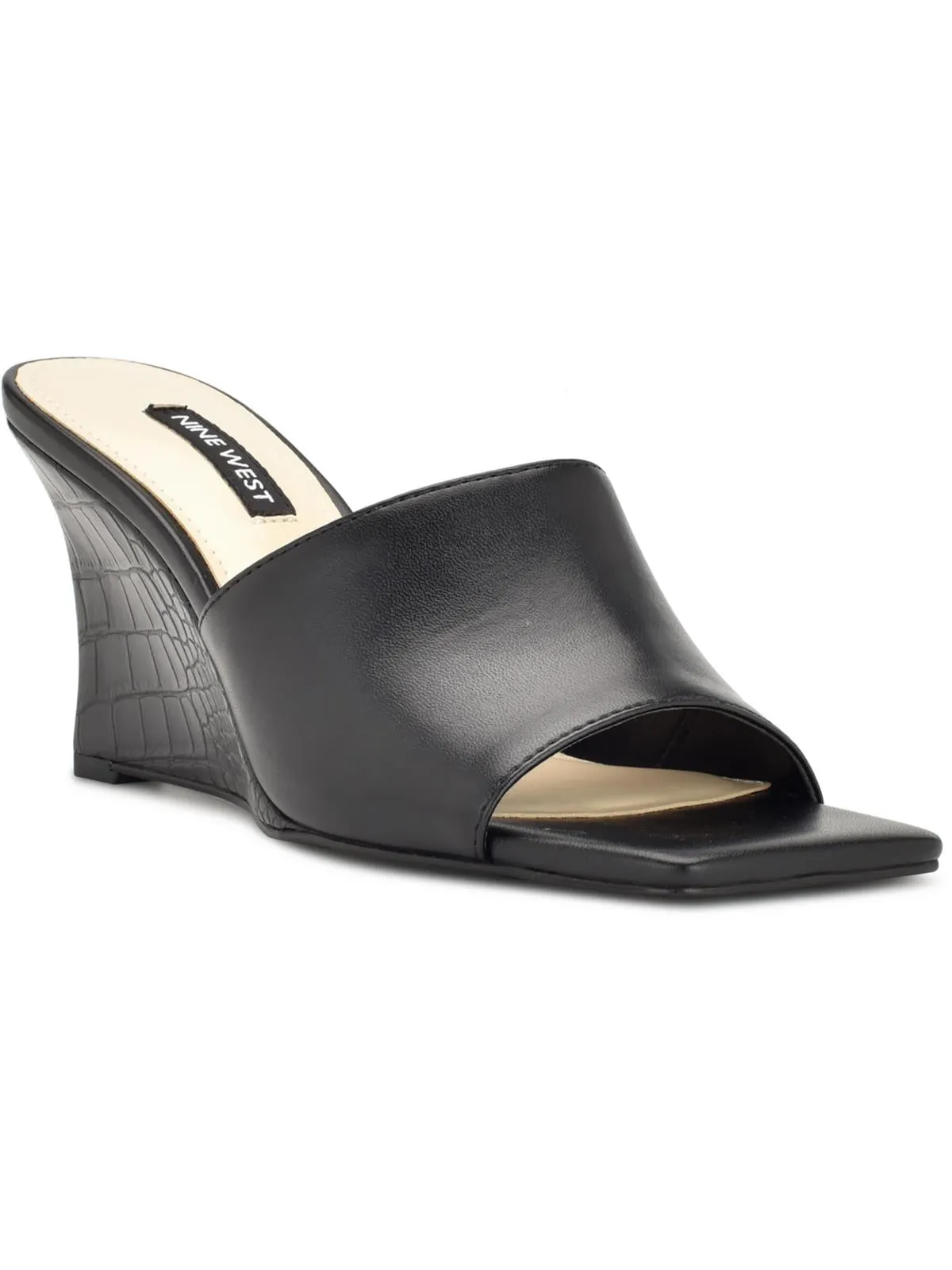 Rovah Womens Faux Leather Slip-On Slide Sandals