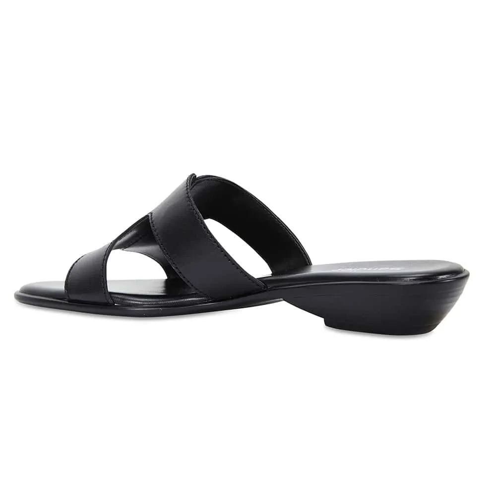 Sahara Slide in Black Leather
