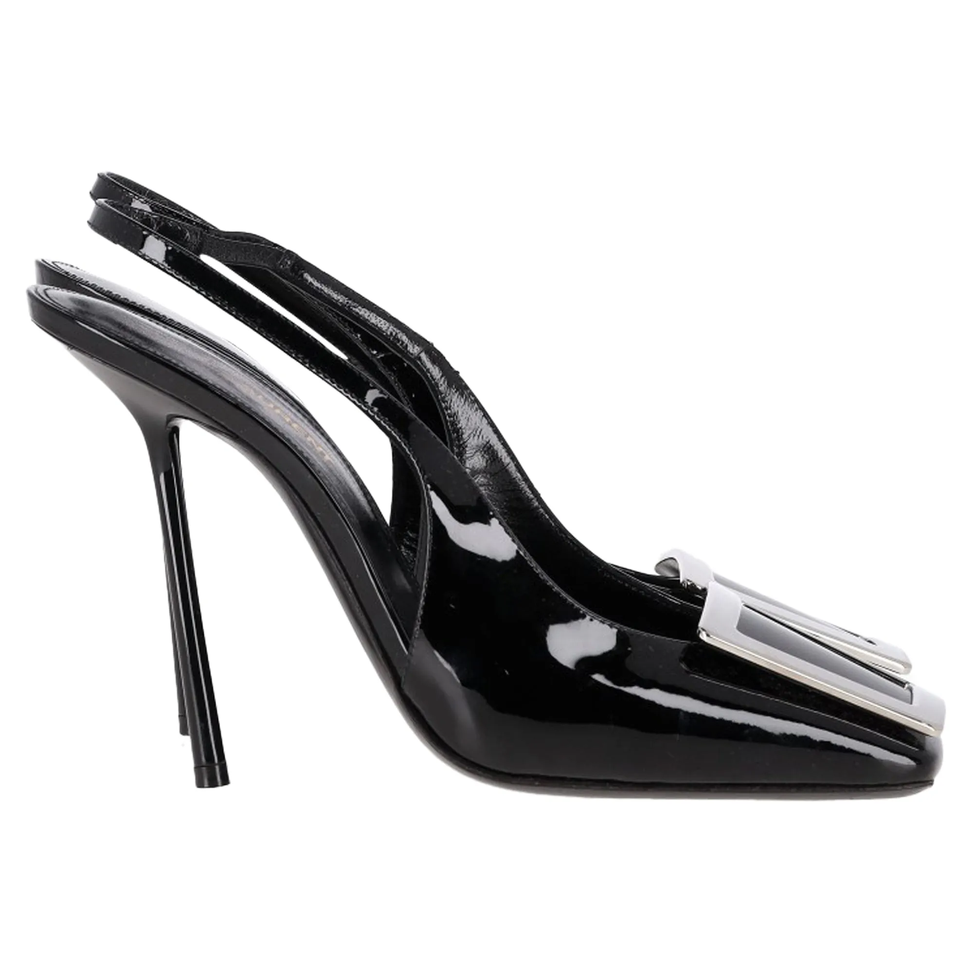 Saint Laurent Pablo Slingback Pumps in Black Leather
