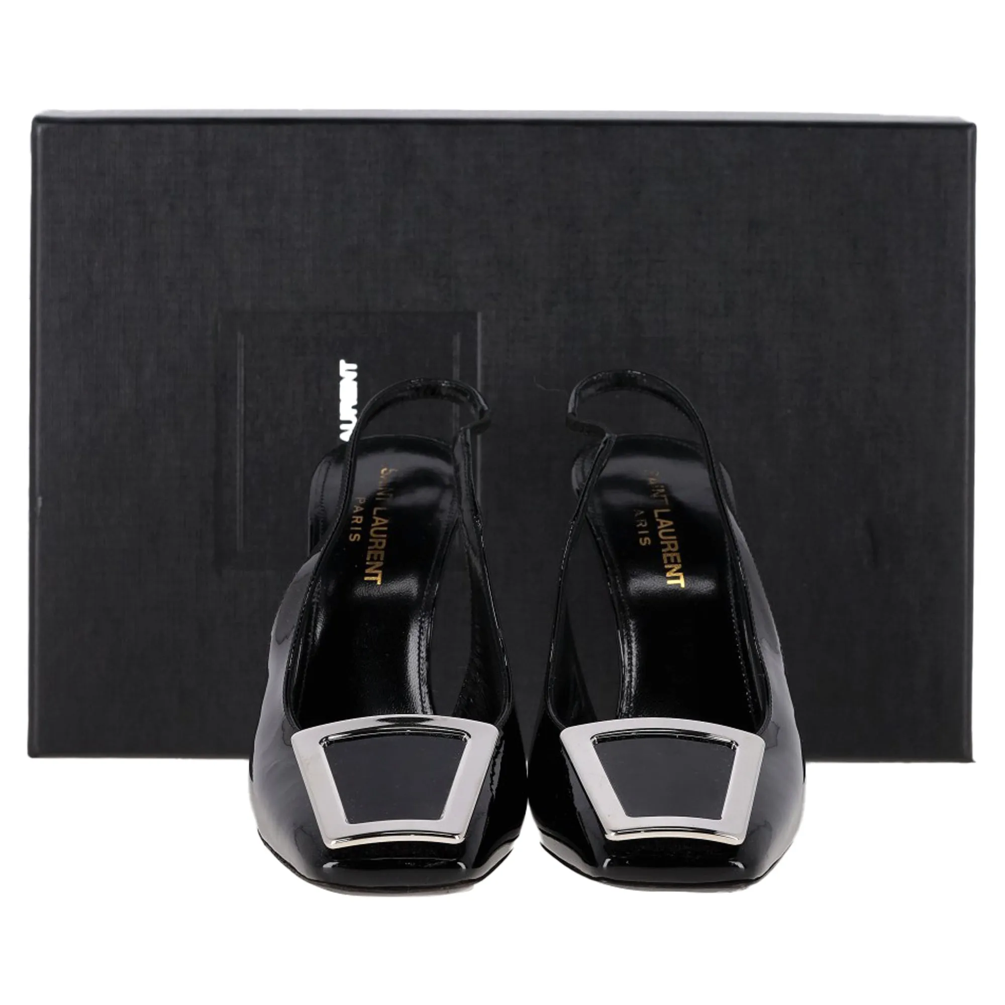 Saint Laurent Pablo Slingback Pumps in Black Leather