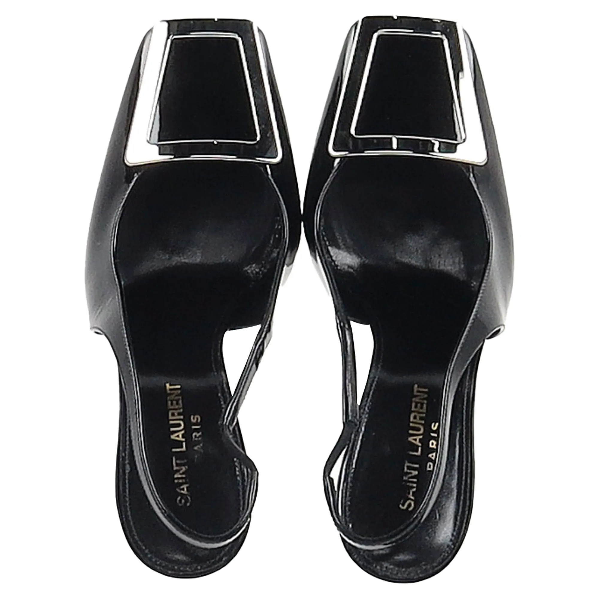 Saint Laurent Pablo Slingback Pumps in Black Leather