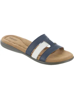 Sarasota  Womens Leather Slip On Slide Sandals