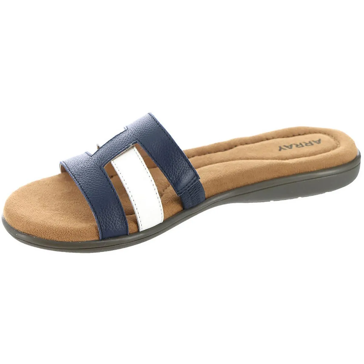Sarasota  Womens Leather Slip On Slide Sandals