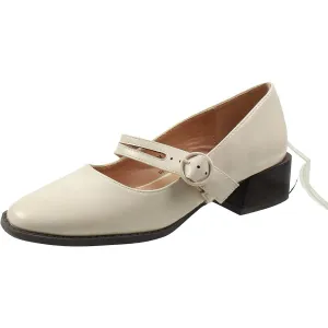 Savvi Womens Buckle Faux Leather Mary Jane Heels