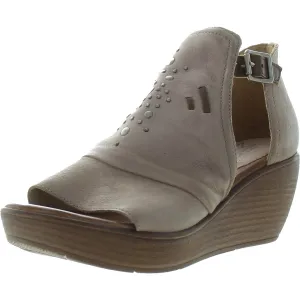 Saxen Womens Embellished Leather Wedge Sandals