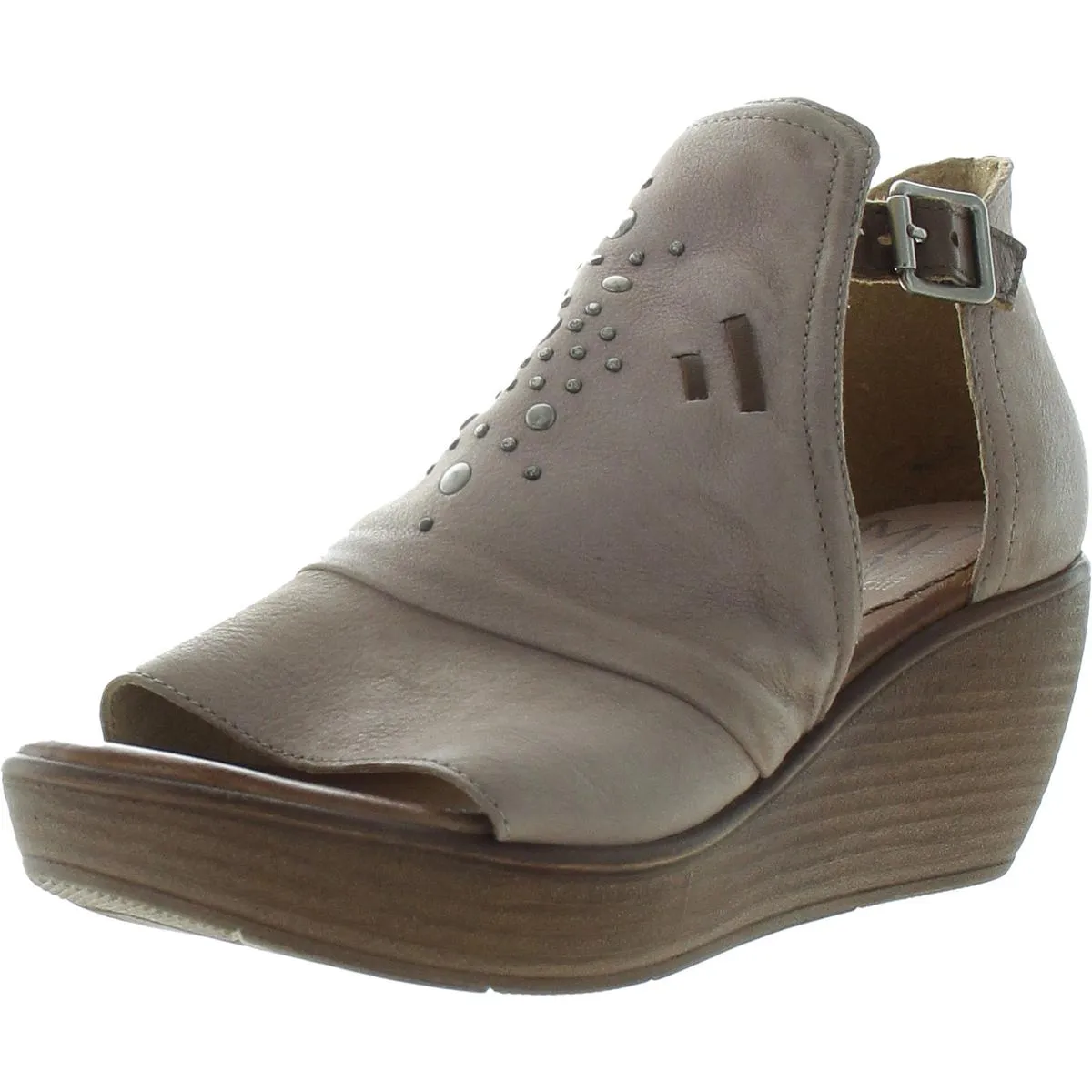 Saxen Womens Embellished Leather Wedge Sandals