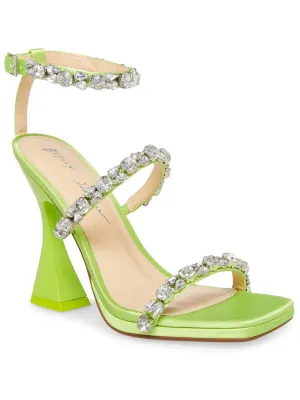 SB Perry Womens Satin Jeweled Heels
