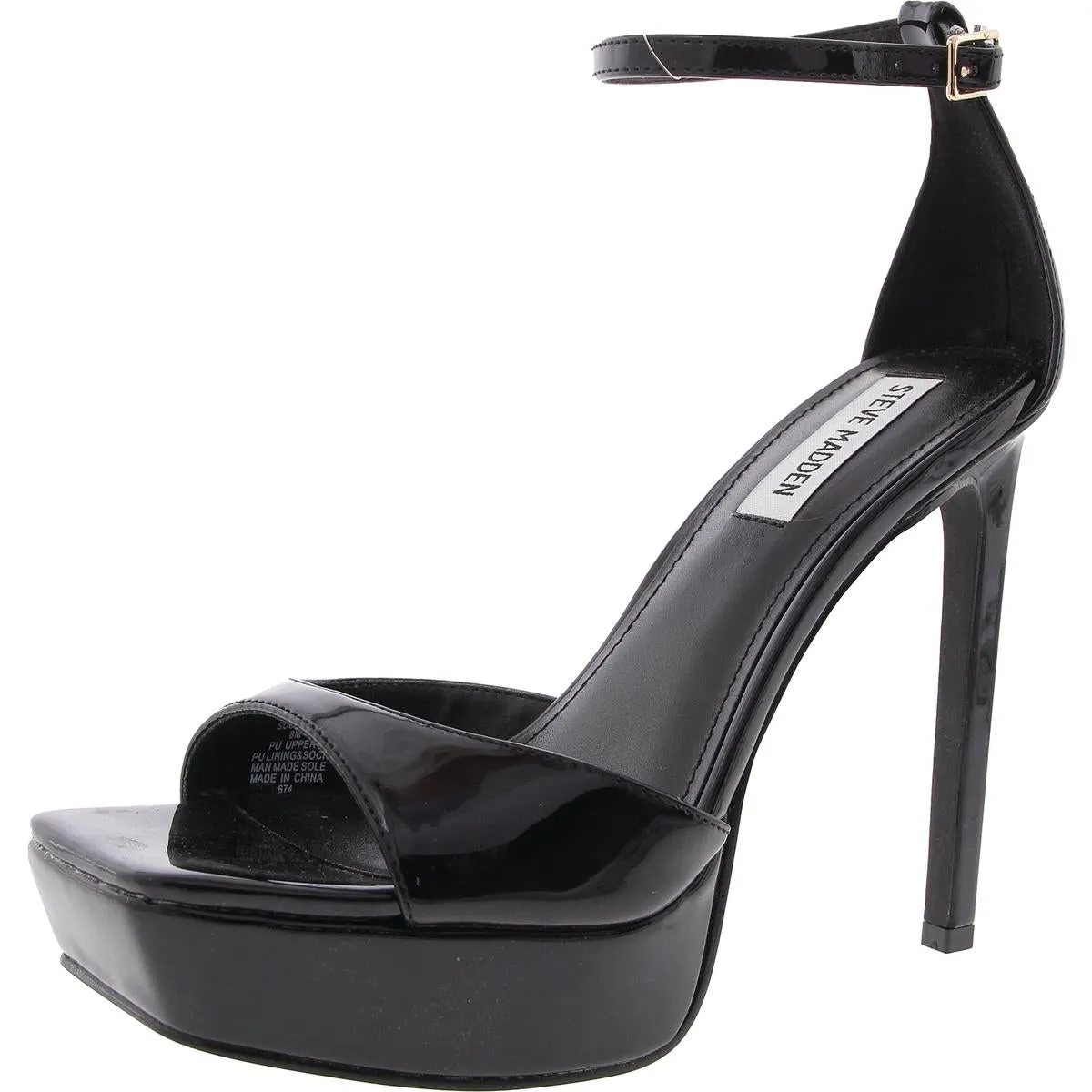 Scorch Womens Patent Ankle Strap Platform Heels