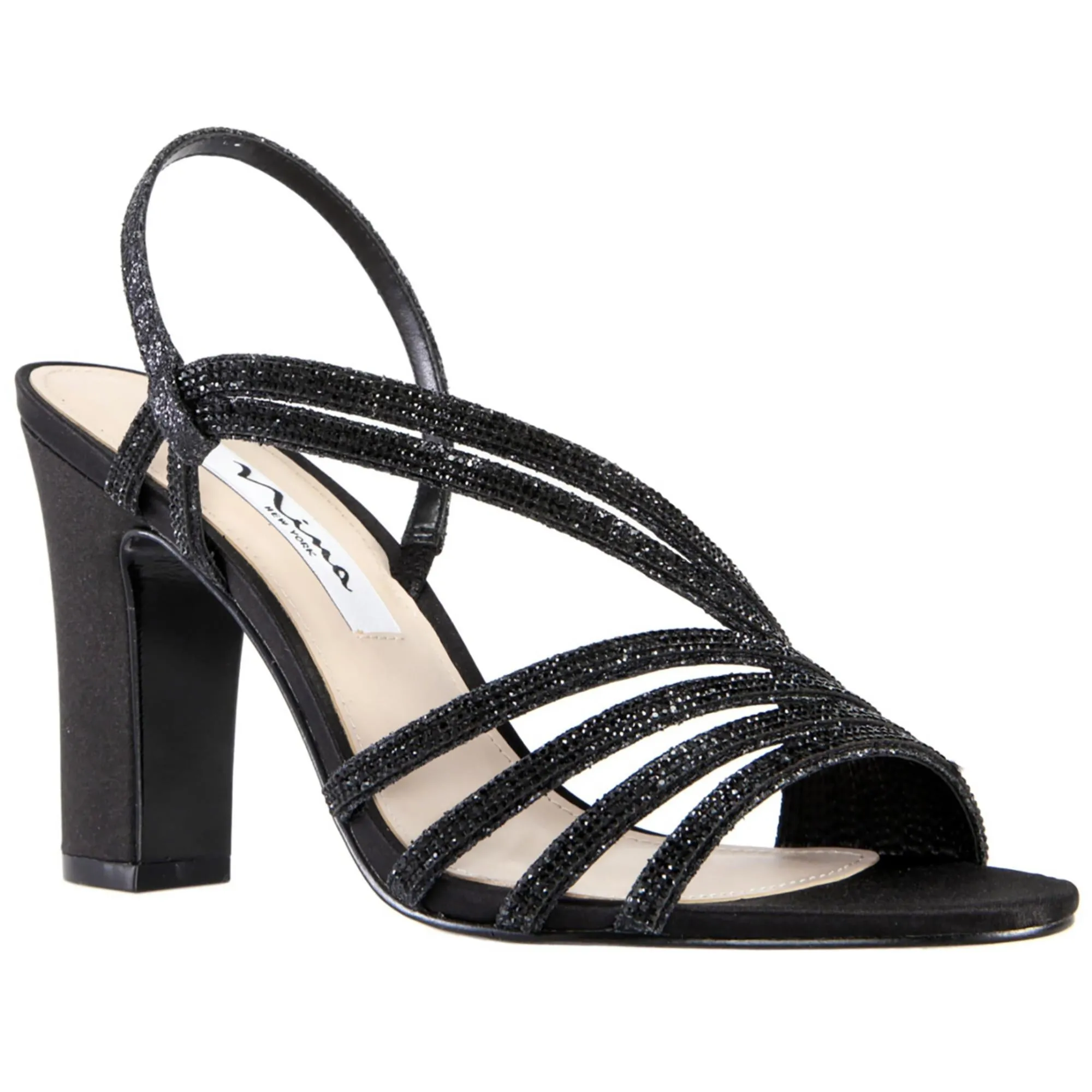 Shaya 2 Womens Rhinestone Block Heels