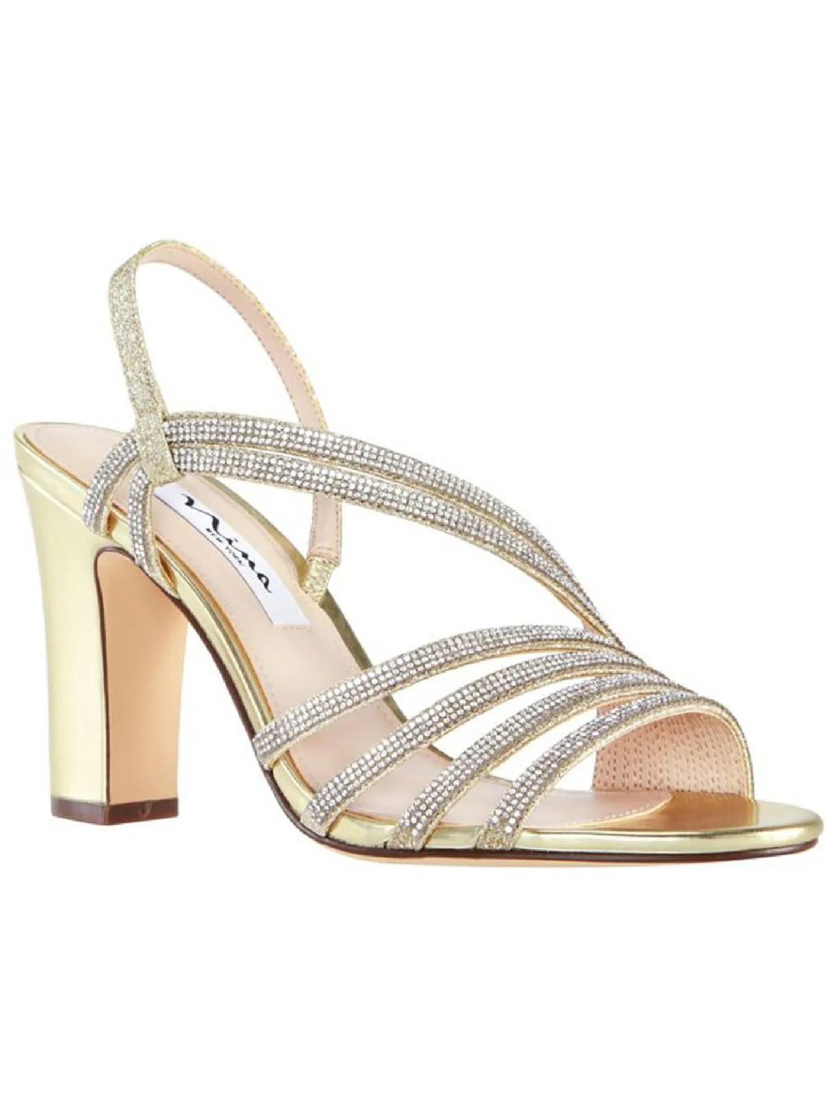 Shaya 2 Womens Rhinestone Block Heels