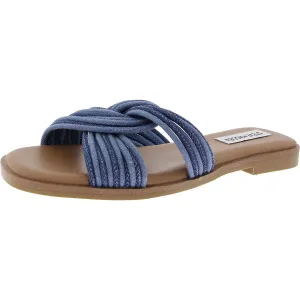 Sloane Womens Strappy Denim Slide Sandals