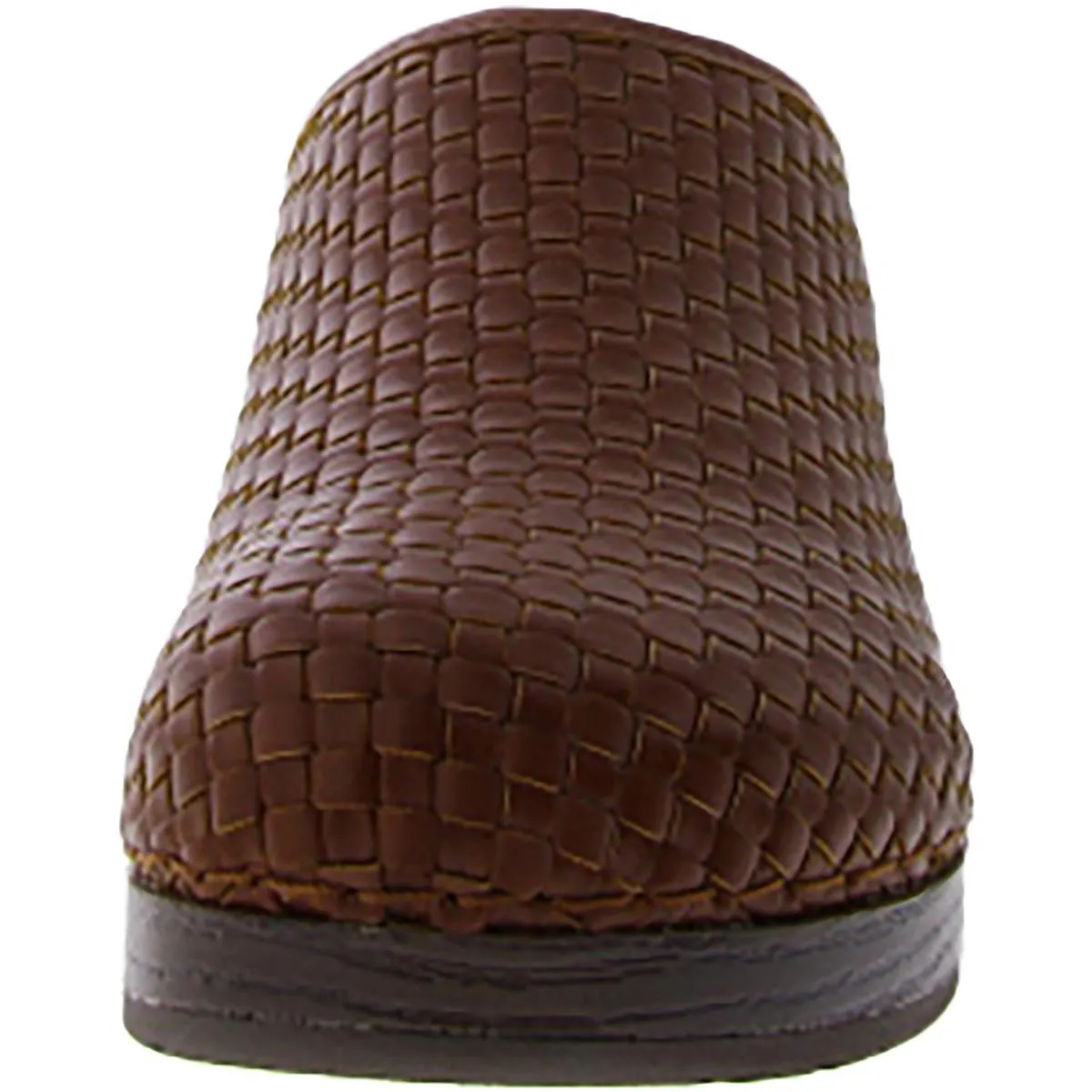 Soleia Womens Faux Leather Woven Clogs