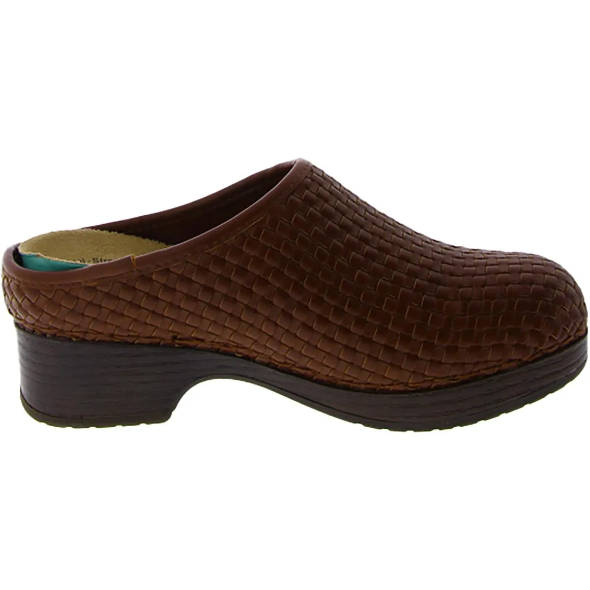 Soleia Womens Faux Leather Woven Clogs