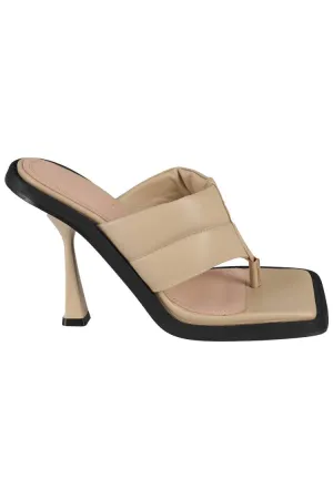 Square Toe Padded Thong Leather Mules