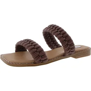 Stacie Womens Woven Faux Leather Slide Sandals