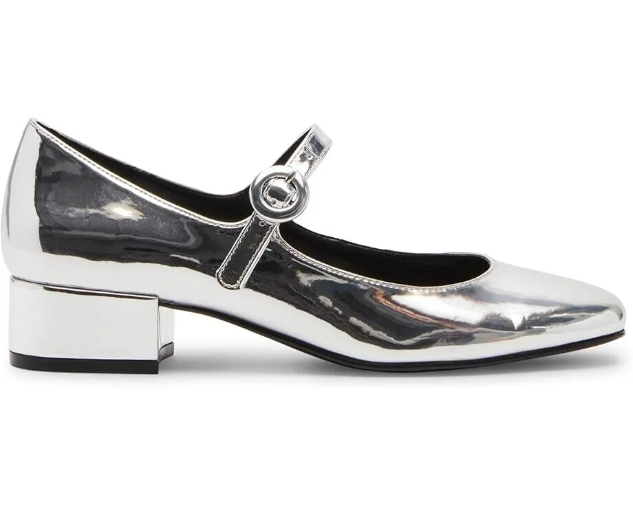 Steve Madden Cyndie Pump Women's 10 Silver Round Toe Slip-On Block Heel KHD132