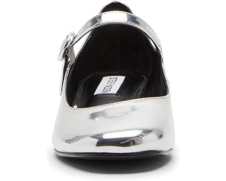Steve Madden Cyndie Pump Women's 10 Silver Round Toe Slip-On Block Heel KHD132