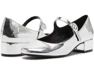 Steve Madden Cyndie Pump Women's 10 Silver Round Toe Slip-On Block Heel KHD132