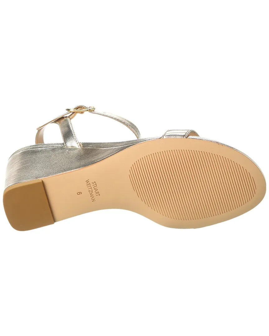 Stuart Weitzman Dancer 75 Leather Wedge Sandal