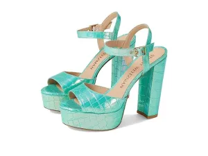 Stuart Weitzman Ryder 95 Sandals Womens US 10.5 Green Platform Block Heel KHD828