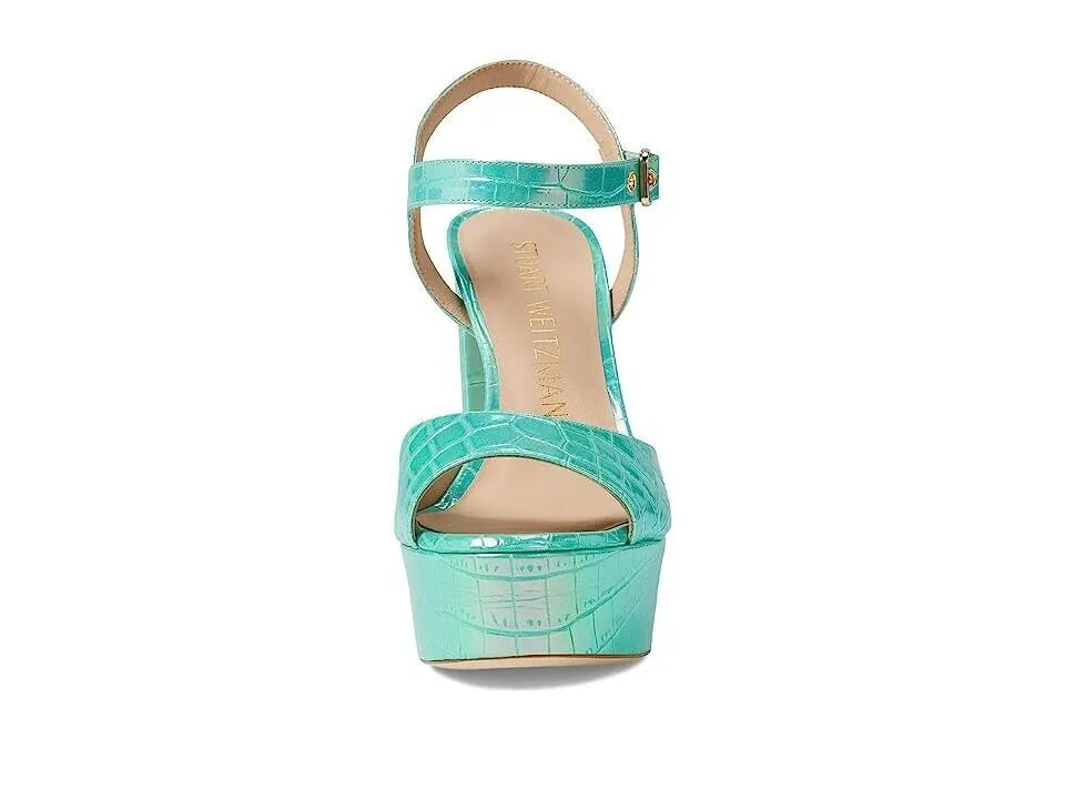 Stuart Weitzman Ryder 95 Sandals Womens US 10.5 Green Platform Block Heel KHD828