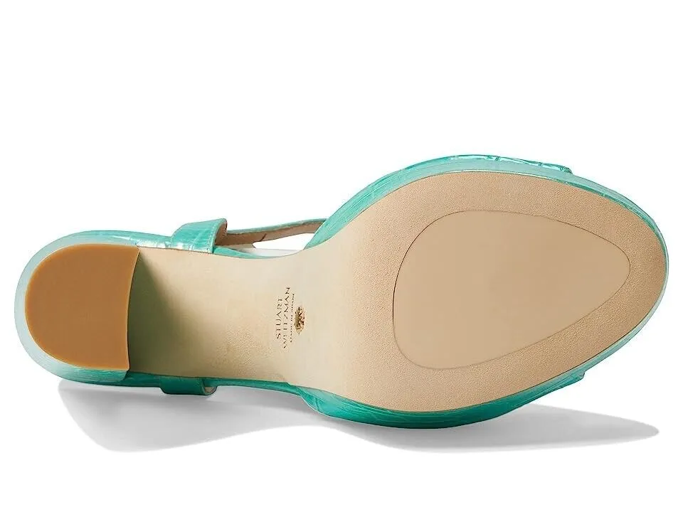Stuart Weitzman Ryder 95 Sandals Womens US 10.5 Green Platform Block Heel KHD828