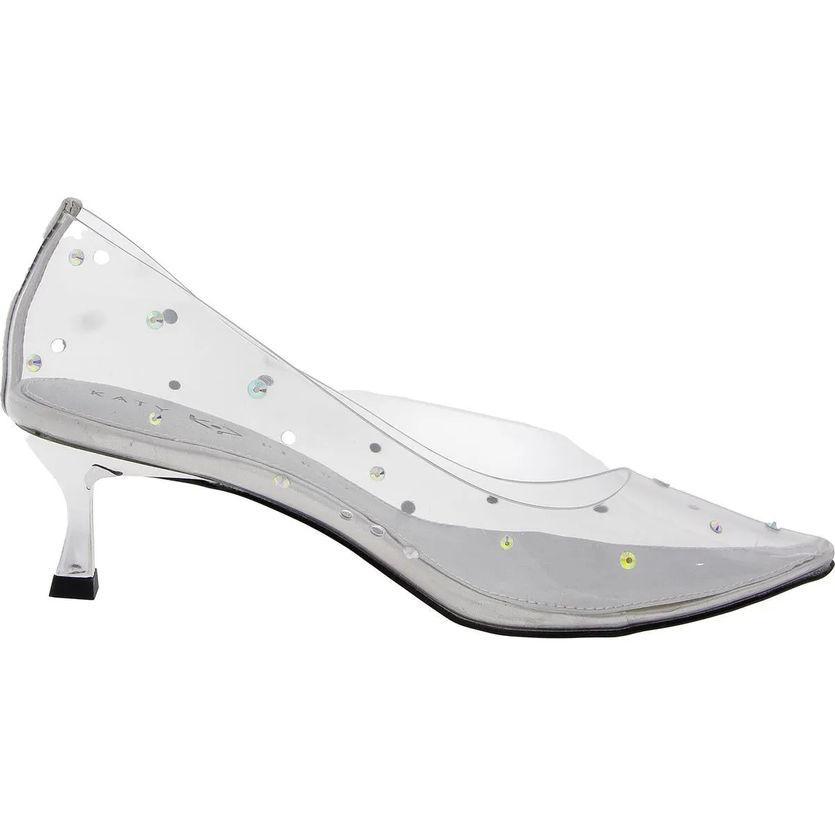 THE GOLDEN STUDDED PUMP Womens Rhinestone Manmade Kitten Heels