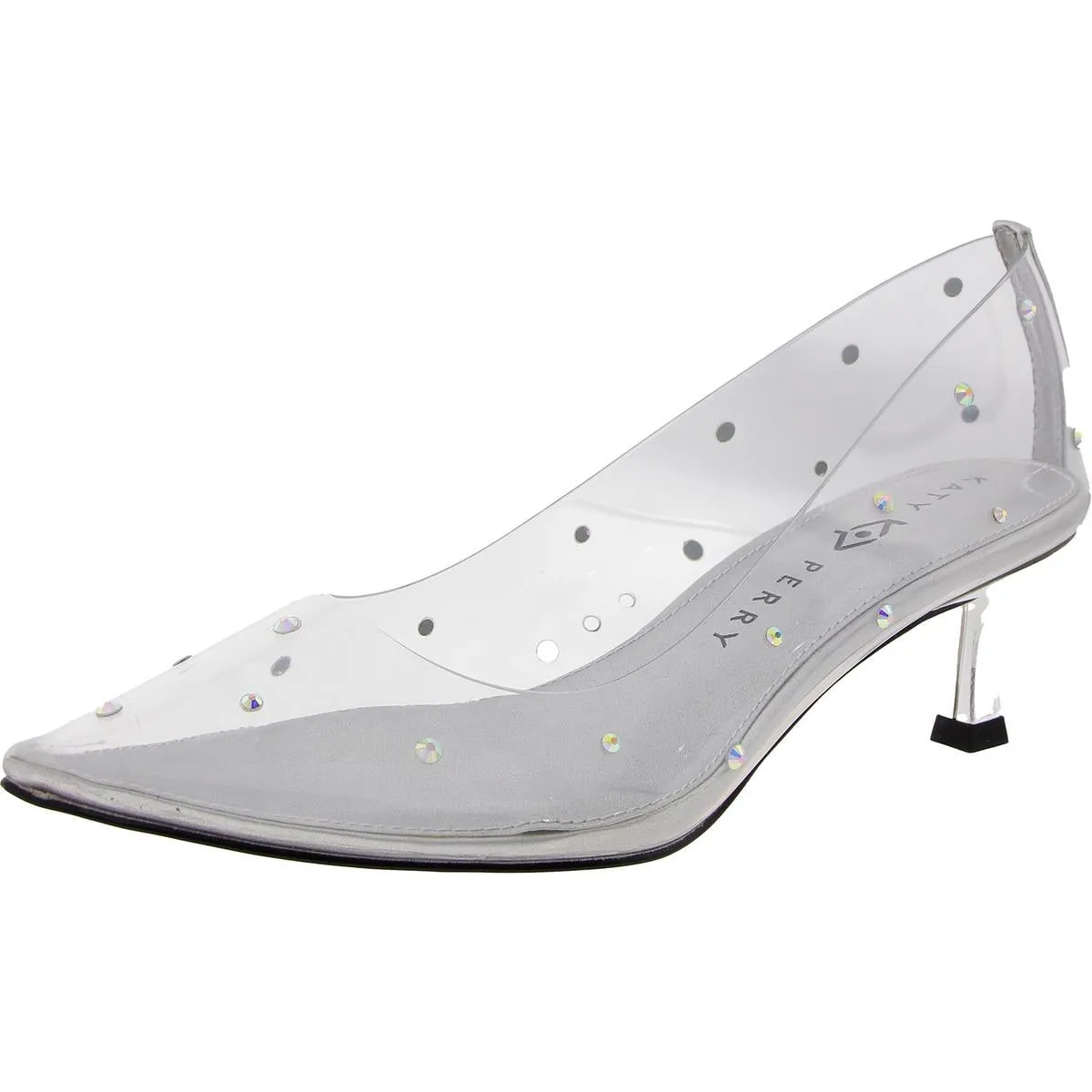 THE GOLDEN STUDDED PUMP Womens Rhinestone Manmade Kitten Heels