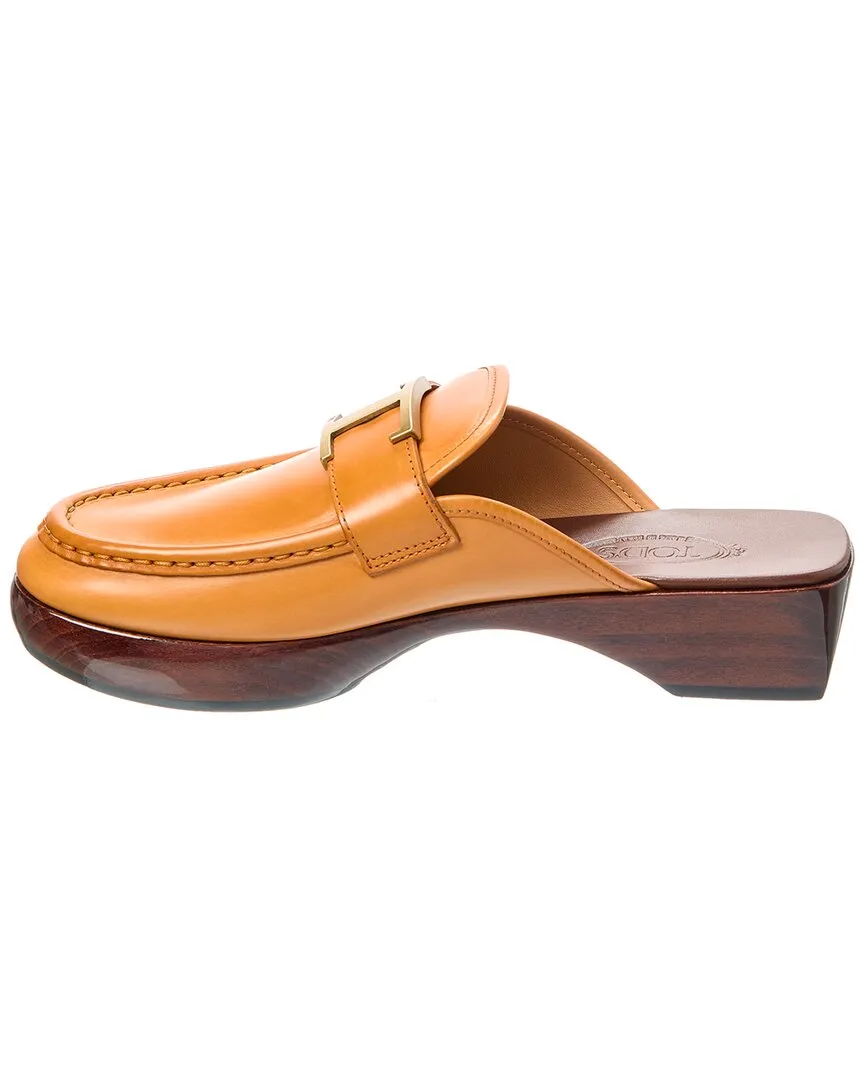 TODs Logo Leather Mule