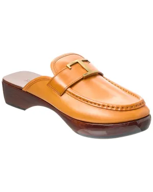 TODs Logo Leather Mule