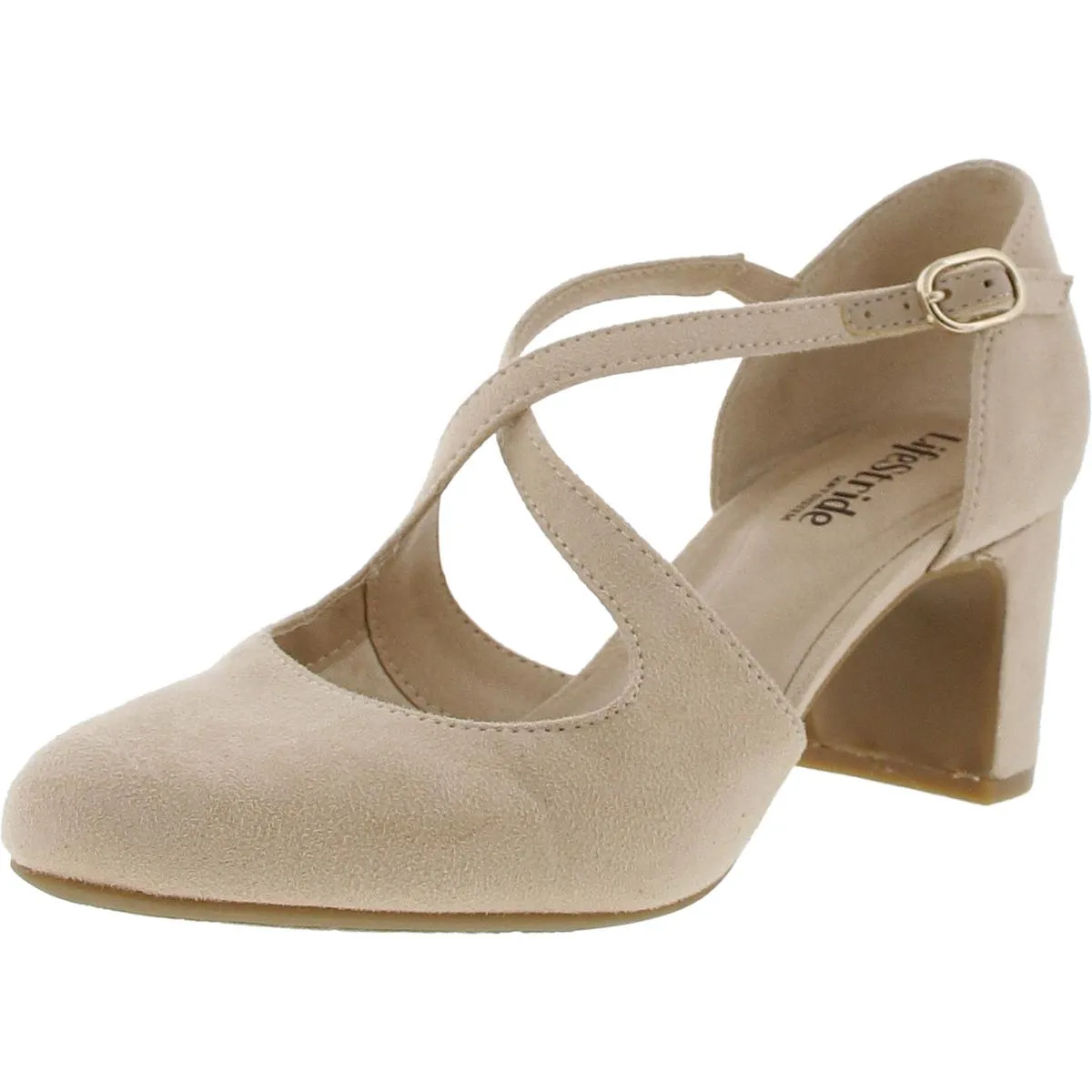 Tracy Womens Adjustable Faux Leather Block Heels