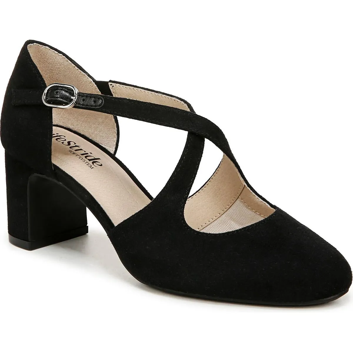 Tracy Womens Adjustable Faux Leather Block Heels