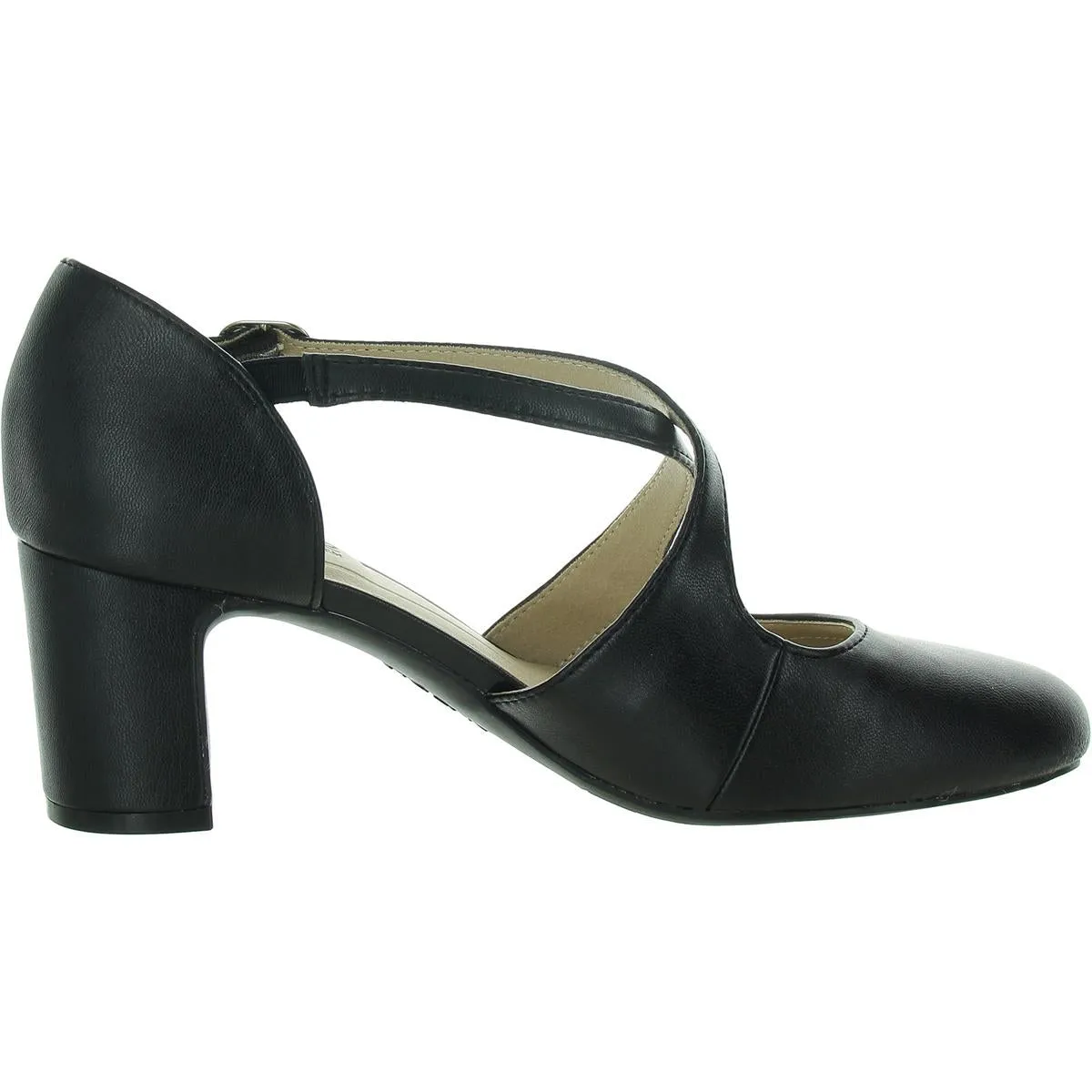 Tracy Womens Adjustable Faux Leather Block Heels