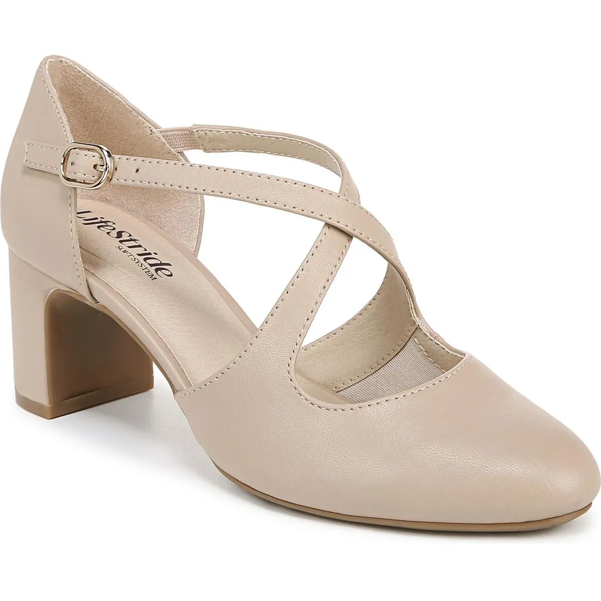 Tracy Womens Adjustable Faux Leather Block Heels