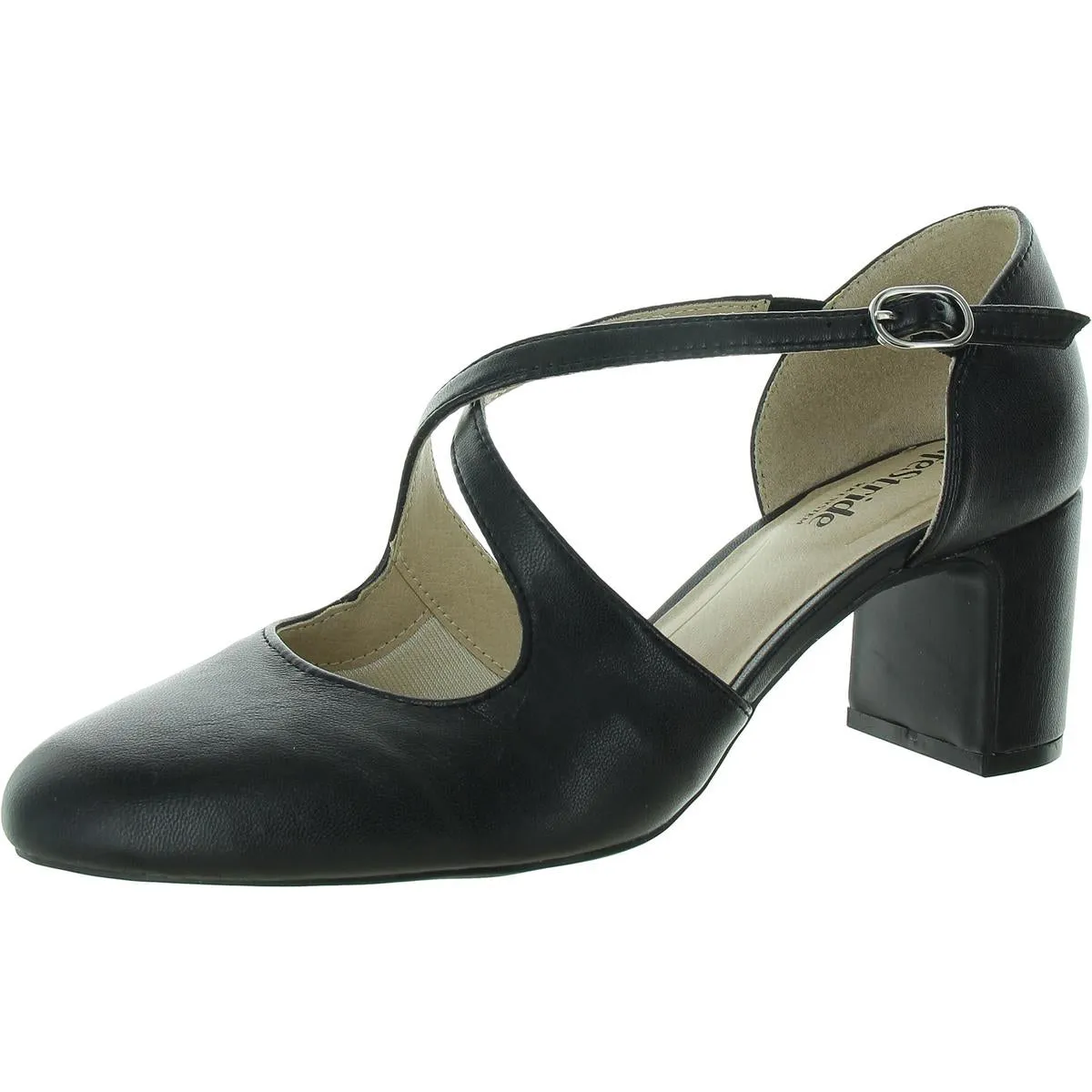 Tracy Womens Adjustable Faux Leather Block Heels