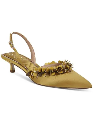Trent Womens Satin Adjustable Kitten Heels