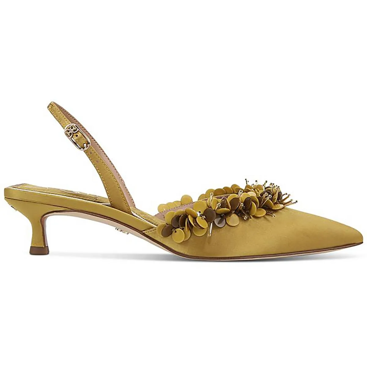 Trent Womens Satin Adjustable Kitten Heels