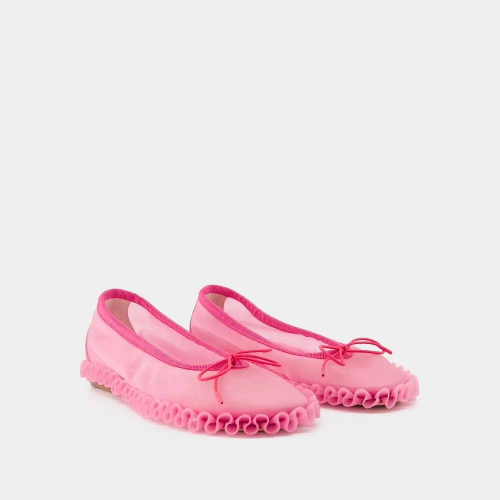 Tutu Frill Ballerinas - Mesh - Pink