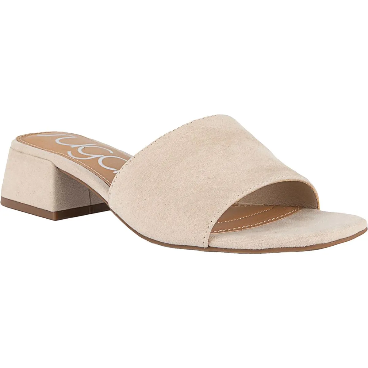 Uniform 3 Womens Faux Leather Peep-Toe Mule Sandals