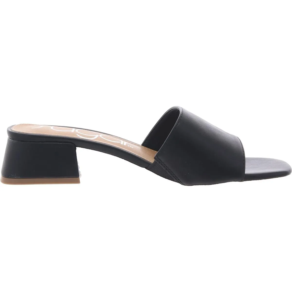 Uniform 3 Womens Faux Leather Peep-Toe Mule Sandals