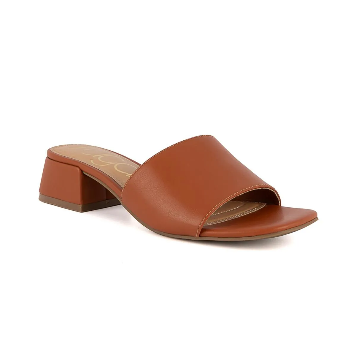 Uniform 3 Womens Faux Leather Peep-Toe Mule Sandals