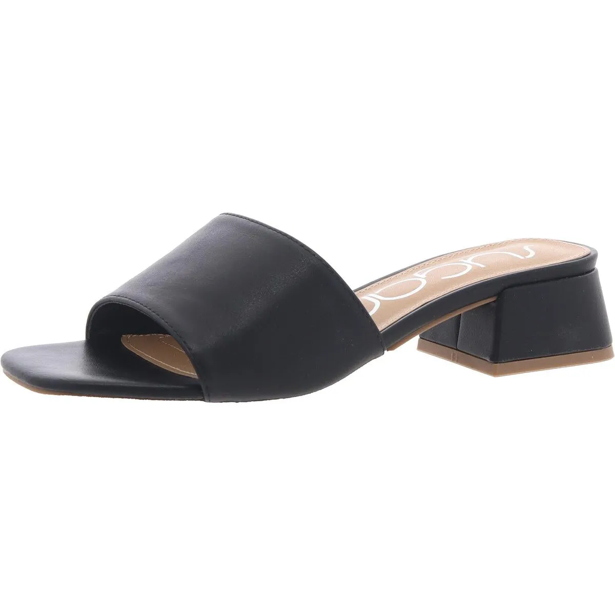 Uniform 3 Womens Faux Leather Peep-Toe Mule Sandals