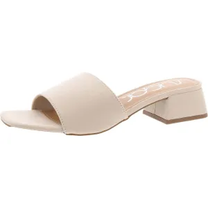 Uniform 3 Womens Faux Leather Peep-Toe Mule Sandals