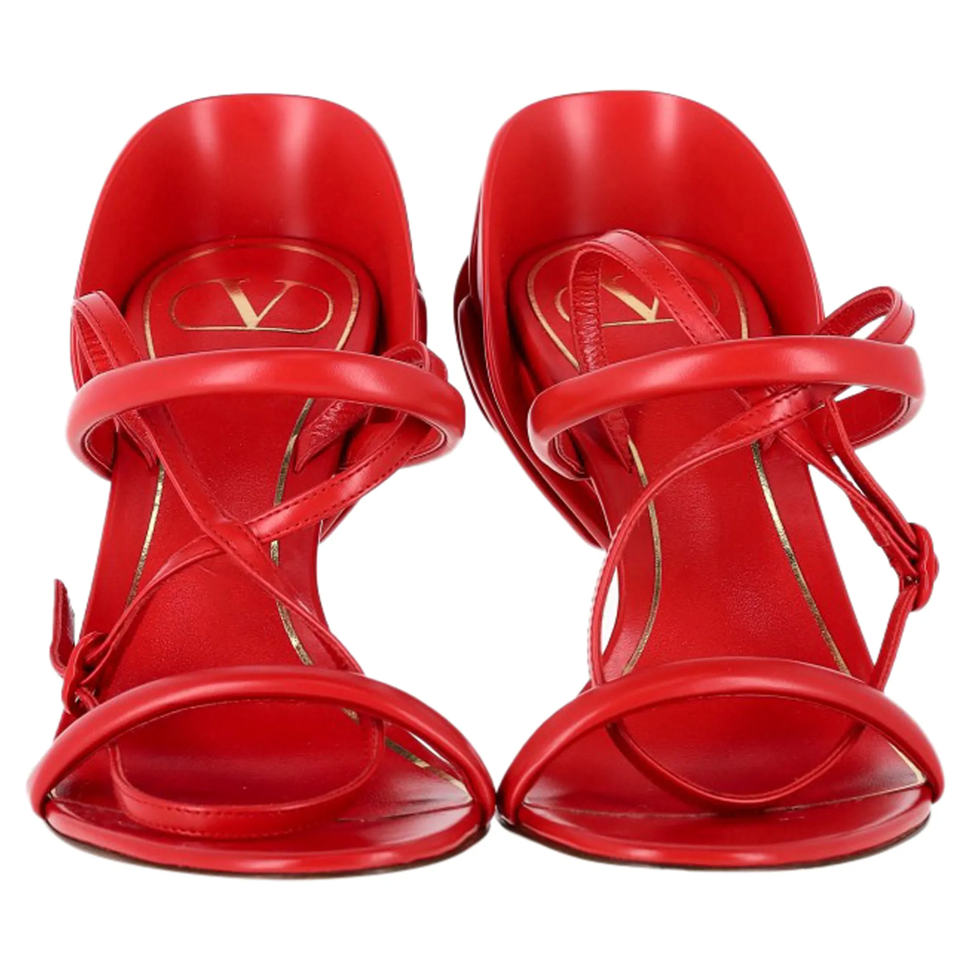 Valentino 100 Rose Embellished Sandals in Red Leather